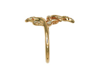 Bague ouverte en or 18 carats avec diamants naturels et pavé de diamants, motif double feuille, bijoux de luxe romantiques pour femme, collection Jardin de la Nature, joaillerie fine
