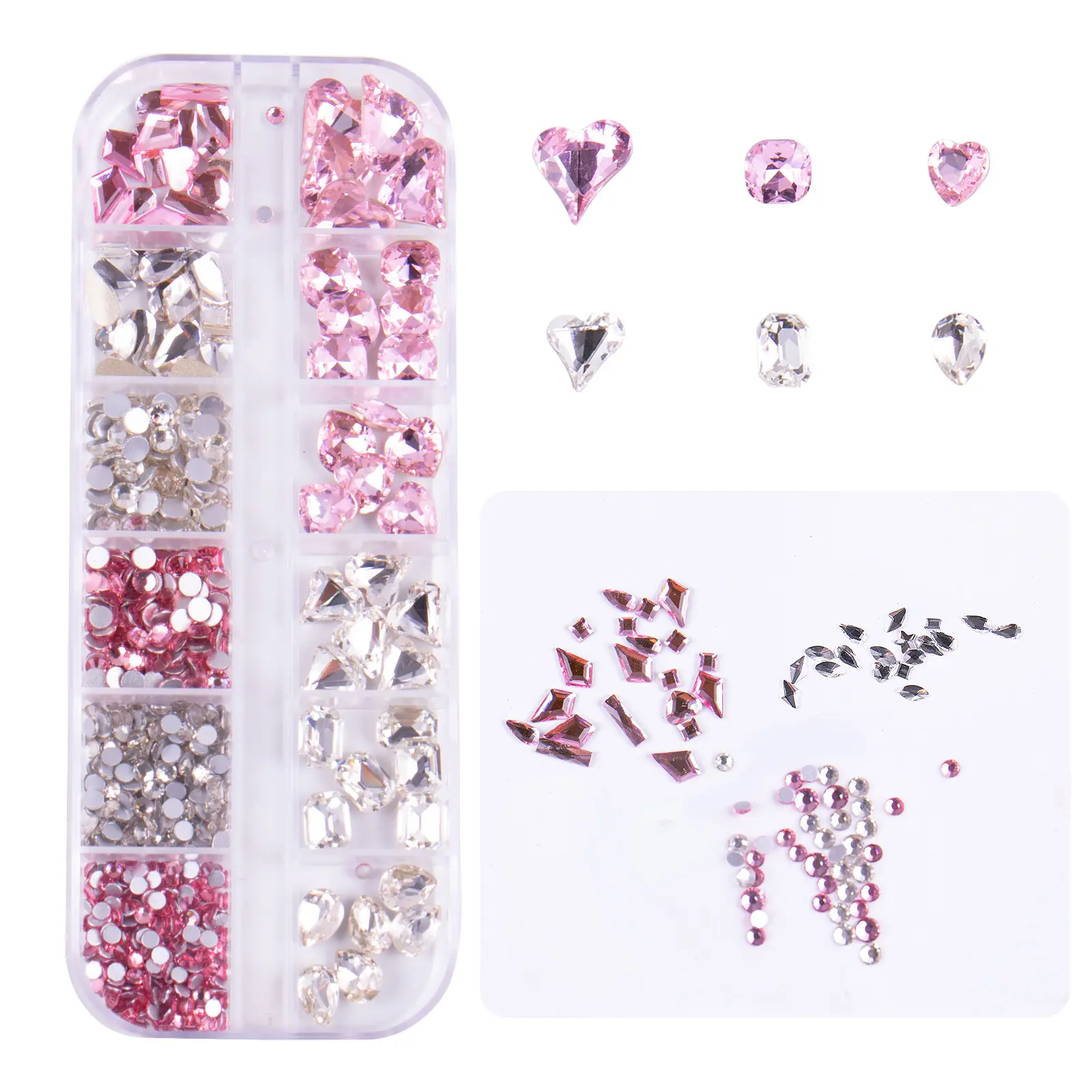 Cristalli di swarovski rosa ciondoli per unghie rosse set di nail art 3d gemme per unghie con strass