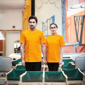 Chaqueta de Chef Unisex de Manga Corta de Algodón Touchhealthy con Detección de Agujas, en Stock, para Uniforme de Trabajo en Cocina de Restaurante - Product Image 3