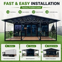 Maisonnette préfabriquée entièrement meublée, étanche, 2, 3, 4 ou 5 chambres, 40 pieds, en acier léger, de luxe, extensible, avec terrasse