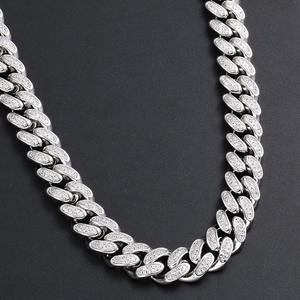 Collar de eslabones cubanos de plata para hombre, joyería de Hip Hop Rap, cristal brillante, cadena de eslabones cubanos, 2020 - Product Image 4