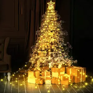 Árvore de led natalina, luzes para árvore de natal, para áreas externas, estilo twinkle, luzes de árvore, 110 volts eua/ue, tomada de 11.5 pés, 317 led, estrela, luzes para árvore