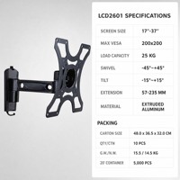 Support mural pour téléviseur DMP LCD2601 à mouvement complet, support pour moniteur VESA 200x200, 17-37 pouces, pivotant, inclinable, extension en aluminium