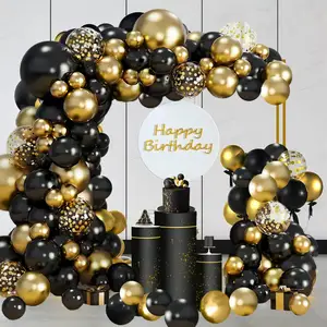 Kit de guirnalda de Globos de Oro Negro para fiesta de cumpleaños decoraciones para fiesta de cumpleaños de Graduación