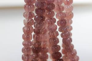 AA Quality strawberry quartz carved roundels 40 cm strand 7-11 MM Size approx - Product Image 4