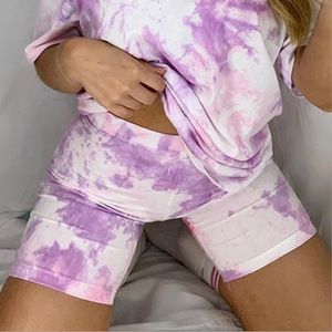 Casual de manga corta suelta o-Cuello camiseta de 2 piezas de <span class=keywords><strong>pantalones</strong></span> cortos de verano de las mujeres - Product Image 4