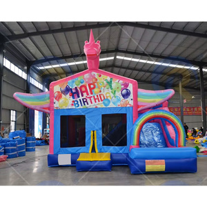 Bán buôn lớn Inflatable Đảng Bouncer cầu vồng bouncy lâu đài Unicorn thương mại Inflatable lâu đài nhà bị trả lại với Slide - Product Image 2
