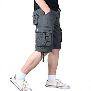 Shorts cargo pour homme, couleur unie, taille mi-haute, avec poches, style décontracté, cordon de serrage, style bermuda, tissu en toile respirant - Product Image 4