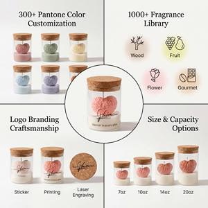 Bougie parfumée ronde 3D artisanale de luxe en cire de soja, décoration esthétique pour la maison, Diwali, biologique, vente en gros, étiquette privée, coffret premium - Product Image 3