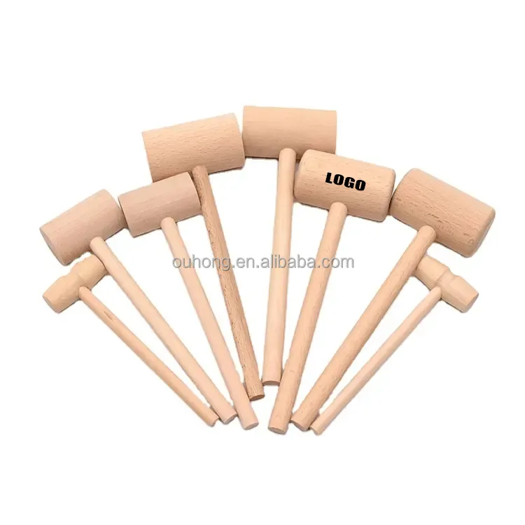 2023 Hot Sale Factory Direct Customize Logo Solid Beech Food Wood Hammer Mallet With Round Edge