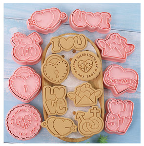 Lixsun 8 pièces <span class=keywords><strong>emporte</strong></span>-pièces saint <span class=keywords><strong>valentin</strong></span> amour Fondant moules à biscuits Cookie Embosser moule gâteau décoration outils de cuisson - Product Image 3