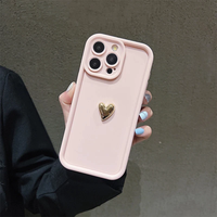 Coque de téléphone souple en silicone 3D Cœur Doré pour iPhone 17 Air 15 14 13 12 11 16 Pro Max XS XR 7 8 Plus, antichoc, finition mate, couleur bonbon