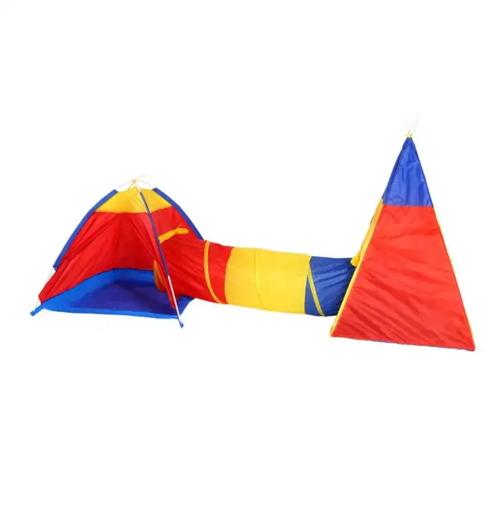 3 in 1 Pop Up Play Tent with Tunnel Collapsible Children Play Tent Toy Indoor and Outdoor Games