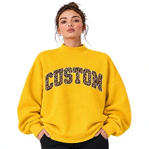 Sudadera de cuello alto con hombros caídos, estilo casual, de alta calidad, 340GSM, para uso diario en invierno, para mujer. - Product Image 1