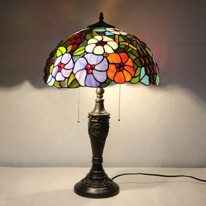 Lámpara de Mesa Estilo Tiffany Mediterráneo LongHuiJing Floral de 16 Pulgadas con LED E27, Pantalla de Vidrio con Cúpula, Lámpara de Escritorio Flexible - Product Image 5