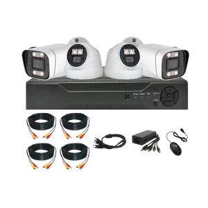 Ahd Camera Dvr Original Factory AHD 4ch Cctv Dvr Kit Set Full Color Night Vision Camera With White Light LED Cctv Security System