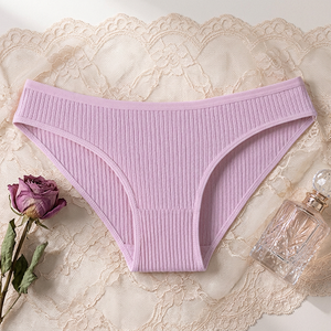 Culottes Bikini Côtelées en Coton pour Femmes, Couleur Unie, Taille Moyenne, Confortables, Sous-vêtements de Sport pour Femmes – Vente en Gros - Product Image 2