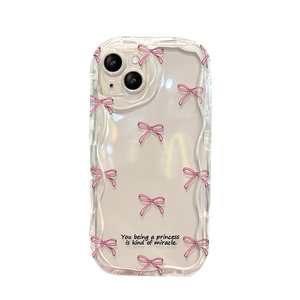 Funda de silicona TPU con borde ondulado y estampado de lazo rosa para <span class=keywords><strong>iPhone</strong></span> X, XR, XS Max, <span class=keywords><strong>11</strong></span>, <span class=keywords><strong>12</strong></span>, 13, 14, 15, 16, 17 - Product Image 2