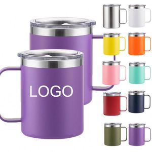 Mug à café isotherme populaire personnalisable en acier inoxydable à double paroi de 12 oz, rose et bleu marine, avec couvercle rabattable, facile à tenir - Product Image 1