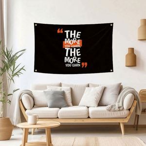 3X5FT 90x150cm Good Quality Best Price the More You Learn the More You Earn <b>Flags</b> - Product Image 4