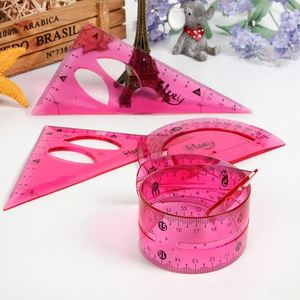Juego de Geometría de Plástico Flexible de 4 Piezas, Incluye Reglas Rectas y Triangulares de 20 cm, Herramientas de Medición para Niñas - Product Image 3