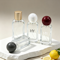 Atomiseurs de parfum en verre rectangulaires transparents personnalisés de 35 ml et 50 ml, flacons cosmétiques avec pompe et bouchon rond