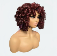 XZY Nueva Peluca de Cabello Humano Indio Natural SDD Super Double Drawn, Color Natural, Corta, Rizada y Voluminosa, para Mujeres Negras, Hecha a Máquina