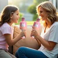 Microphone Karaoké Sans Fil K7 pour Enfants, Design Mignon, Éclairage RGB, Son Stéréo 3D, Réduction du Bruit, Rechargeable, Intégré