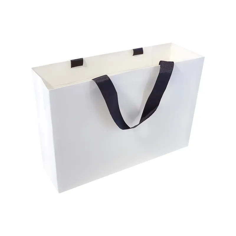 custom logo printed luxury wedding premium jewellery gift paper bags with ribbon handle