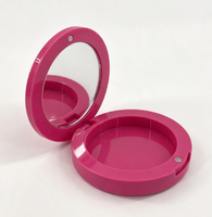 Boîte à poudre compacte transparente à couvercle pressurisé, boîte à blush cosmétique avec diamètre intérieur de 72,7 mm et miroir