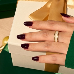 Kit de faux ongles en gel souple à presser pour Noël, marque privée, vente en gros, fournisseurs, ongles courts ovales d'hiver de haute qualité avec colle - Product Image 1