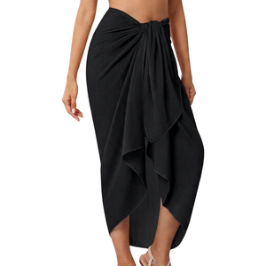 Paréo de plage maxi imprimé animal/leopard pour femme, cache-maillot 2 pièces léger à nouer sur les côtés pour les vacances à la plage - Product Image 1