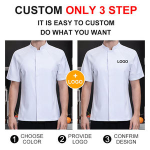 100% cucina del ristorante in poliestere giacca da cucina a manica 3/4 per cucinare giacca da cameriere dell'hotel uniformi da cucina da Chef camicia da lavoro - Product Image 5