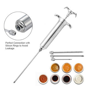 Wholesale 304 Stainless Steel Food Syringe & 3 Marinades Needles Kit Meat Injector for <b>BBQ</b> Smoker Seasoning - Product Image 2