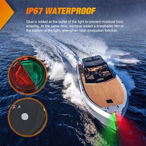 Luz de Navegación Marina LED Roja y Verde de 12V para Pontón, <span class=keywords><strong>Velero</strong></span>, Barco de Pesca, Luz Lateral de Proa y Estribor, Lámpara de Señalización Impermeable - Product Image 4