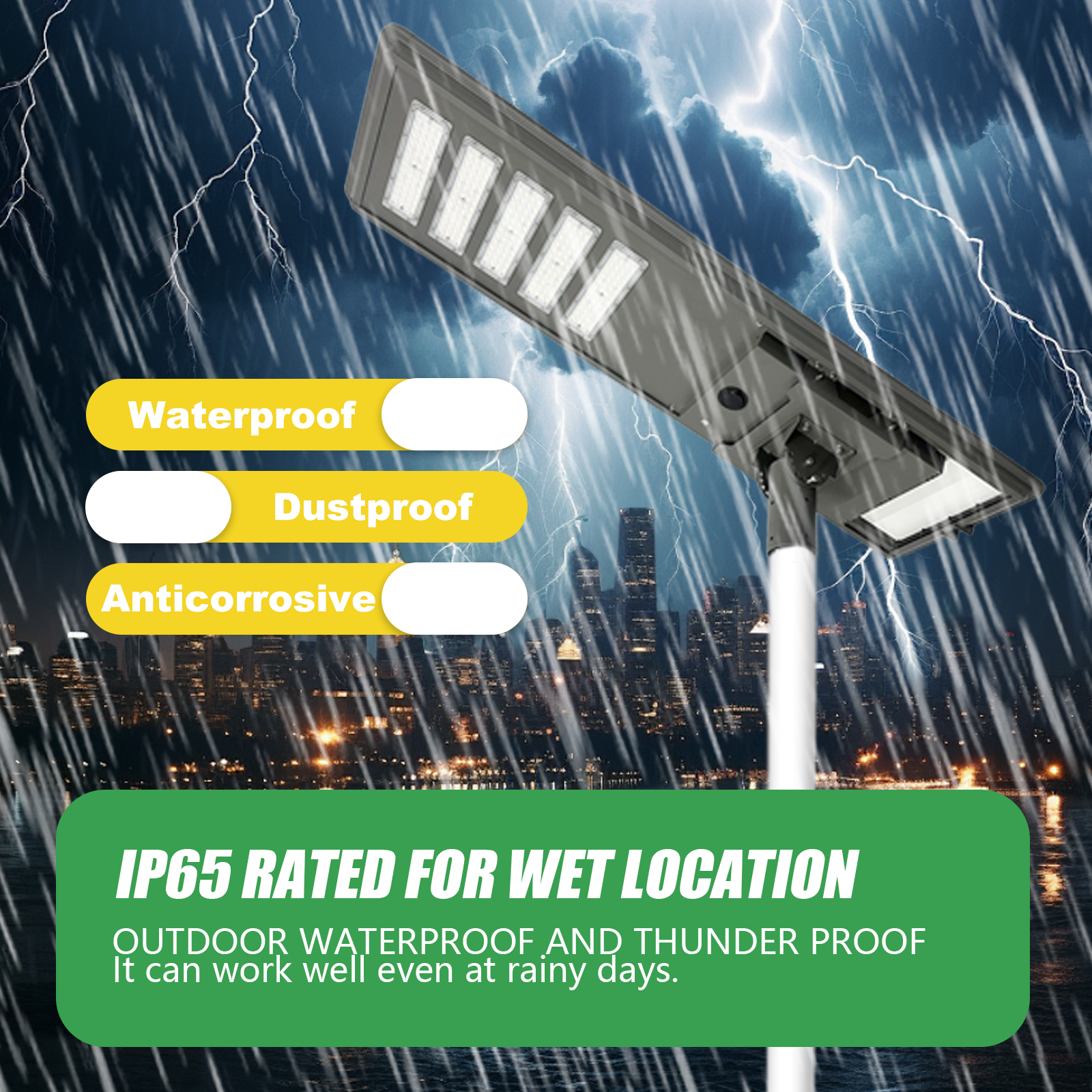 All in One Solar LED Street Light 60W 10000LM IP66 Waterproof Road Use LiFePO4 Battery Aluminum Construction · image 6