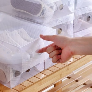 Transparent Plastic Shoe Box Flip Top Moisture Proof Storage Organizer For Sports Shoes Closet Storage Rectangle Standing Type - Product Image 2