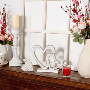 เครื่องประดับตั้งโต๊ะรูปหัวใจแบบ MDF สไตล์ Shabby Chic สำหรับตกแต่งบ้านในวันวาเลนไทน์ ตกแต่งห้องนั่งเล่น - Product Image 3