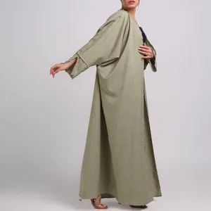 Ramadan phụ nữ dân tộc quần áo 2023 khiêm tốn màu xanh lá cây EID sang trọng hạt thêu thời trang phụ nữ mở abaya Cardigan