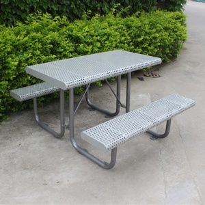 Mesa de picnic de acero perforado, mueble urbano de metal para exteriores - Product Image 3