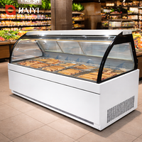 Réfrigérateur commercial pour la présentation de viandes, vitrine réfrigérée pour charcuterie avec refroidissement par air et service de bobine de gravité pour supermarché, 3 portes