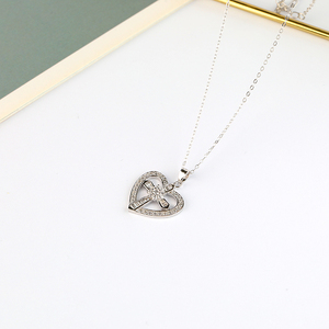 Collar de Plata de Ley 925 con Cruz de Corazón y Circonitas, Diseño de Doble <span class=keywords><strong>Elemento</strong></span>, Joyería Elegante para Regalo, Personalizable - Product Image 6