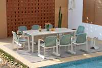 Ensemble table et chaises Osidi en alliage d'aluminium moderne, non pliable, au design technologique robuste, pour usage en extérieur, fabriqué en Chine