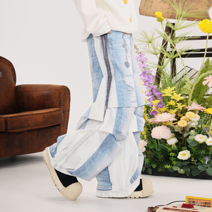 Genanx <span class=keywords><strong>Lightning</strong></span> Quần jean cạp lửng thoáng khí cho động vật mùa thu 2025 thương hiệu hợp thời trang Wang lujie phong cách tương tự - Product Image 5