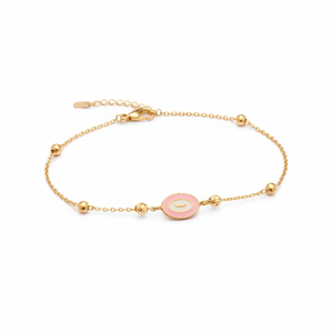 Pulsera con abalorio de ojo esmaltado rosa, accesorio de moda hecho a mano al por mayor, joyería de plata de ley 925 - Product Image 2