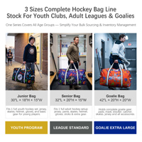 Sac d'équipement de hockey sur glace personnalisé, entièrement sublimé, sac de hockey sur gazon, 100% polyester, logo d'équipe personnalisé pour les joueurs