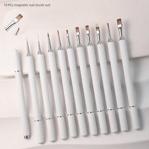 Ensemble complet de pinceaux pour nail art, pinceau liner à manche métallique rond, pinceaux professionnels pour salon de manucure, peinture au gel UV, pinceaux pour nail art - Product Image 1