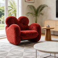 Fauteuil d'appoint moderne en forme de cœur rouge en bouclette, fauteuil confortable en sherpa, canapé simple pour salon, chambre à coucher, meubles de luxe