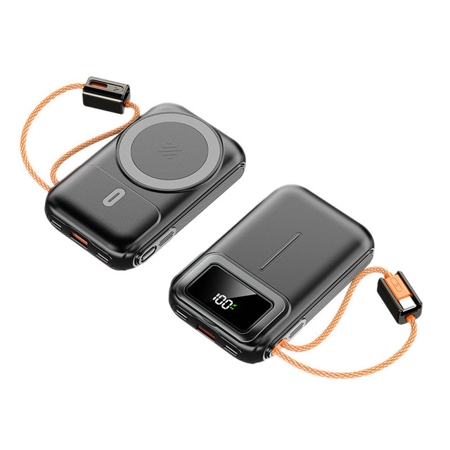 10000mAh Li-Polymer Battery .2 Wireless Power Bank 25W Fast Charging USB Type-C Built-in Cables Digital Display Portable