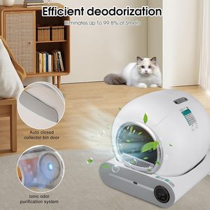 65L lớn thông minh tự làm sạch Mèo Hộp xả rác tự động loại bỏ mùi với ứng dụng Điều khiển Wifi tự động mèo nhà vệ sinh hộp xả rác - Product Image 2